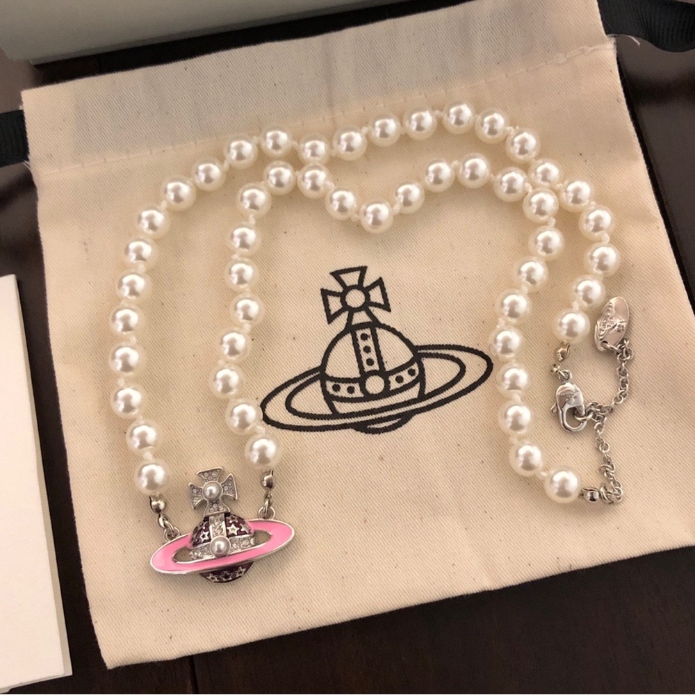 Vivienne Westwood Pink and Silver Necklace